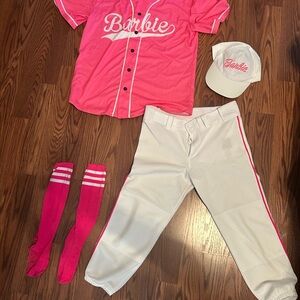 Women’s Baseball Barbie Pink and White Outfit Halloween costume